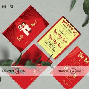 Thiệp cưới chibi tone màu đỏ